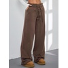image:imageAleumdr Womens Wide Legs Sweatpants Fleece Lined High Waisted Baggy Pants 2026 Trendy Casual Athletic Joggers with PocketsDark Brown