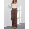 image:imageAleumdr Womens Wide Legs Sweatpants Fleece Lined High Waisted Baggy Pants 2026 Trendy Casual Athletic Joggers with PocketsDark Brown