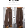 image:imageAleumdr Womens Wide Legs Sweatpants Fleece Lined High Waisted Baggy Pants 2026 Trendy Casual Athletic Joggers with PocketsDark Brown