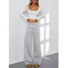 image:imageAleumdr Womens Wide Legs Sweatpants Fleece Lined High Waisted Baggy Pants 2026 Trendy Casual Athletic Joggers with PocketsGray
