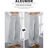 image:imageAleumdr Womens Wide Legs Sweatpants Fleece Lined High Waisted Baggy Pants 2026 Trendy Casual Athletic Joggers with PocketsGray