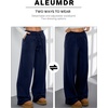 image:imageAleumdr Womens Wide Legs Sweatpants Fleece Lined High Waisted Baggy Pants 2026 Trendy Casual Athletic Joggers with PocketsNavy Blue