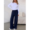 image:imageAleumdr Womens Wide Legs Sweatpants Fleece Lined High Waisted Baggy Pants 2026 Trendy Casual Athletic Joggers with PocketsNavy Blue