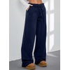 image:imageAleumdr Womens Wide Legs Sweatpants Fleece Lined High Waisted Baggy Pants 2026 Trendy Casual Athletic Joggers with PocketsNavy Blue