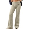 image:imageAleumdr Womens Ribbed Knit Lounge Pants Causal Comfy Fold Over Pajama PantsA4 Oatmeal