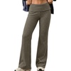 image:imageAleumdr Womens Ribbed Knit Lounge Pants Causal Comfy Fold Over Pajama PantsA5 Dark Grey