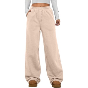 image:imageAleumdr Womens Wide Legs Sweatpants Fleece Lined High Waisted Baggy Pants 2026 Trendy Casual Athletic Joggers with PocketsBeige
