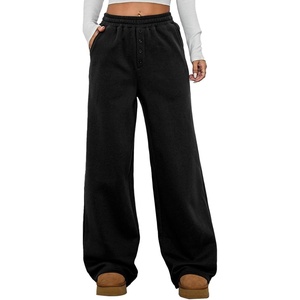 image:imageAleumdr Womens Wide Legs Sweatpants Fleece Lined High Waisted Baggy Pants 2026 Trendy Casual Athletic Joggers with PocketsBlack