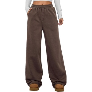 image:imageAleumdr Womens Wide Legs Sweatpants Fleece Lined High Waisted Baggy Pants 2026 Trendy Casual Athletic Joggers with PocketsDark Brown