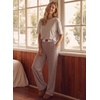 image:imageAleumdr Womens Baggy Sweatpants Elastic Waist Wide Leg Lounge Pajama Pants  With Pockets PJ Bottom Track Travel Pant Elastic Waist Loose Fit Straight Leg Color Block 28 Inseam All Seasons WearA5 Yellow Stripe