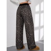 image:imageAleumdr Womens Baggy Sweatpants Elastic Waist Wide Leg Lounge Pajama Pants  With Pockets PJ Bottom Track Travel Pant Elastic Waist Loose Fit Straight Leg Color Block 28 Inseam All Seasons WearA2 Black Leopard