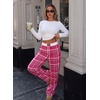 image:imageAleumdr Womens Baggy Sweatpants Elastic Waist Wide Leg Lounge Pajama Pants  With Pockets PJ Bottom Track Travel Pant Elastic Waist Loose Fit Straight Leg Color Block 28 Inseam All Seasons WearA6 Rose Red