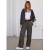 image:imageAleumdr Womens Baggy Sweatpants Elastic Waist Wide Leg Lounge Pajama Pants  With Pockets PJ Bottom Track Travel Pant Elastic Waist Loose Fit Straight Leg Color Block 28 Inseam All Seasons WearA2 Black Leopard