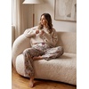 image:imageAleumdr Womens Baggy Sweatpants Elastic Waist Wide Leg Lounge Pajama Pants  With Pockets PJ Bottom Track Travel Pant Elastic Waist Loose Fit Straight Leg Color Block 28 Inseam All Seasons WearA3 Grey Maple Leaf