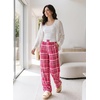 image:imageAleumdr Womens Baggy Sweatpants Elastic Waist Wide Leg Lounge Pajama Pants  With Pockets PJ Bottom Track Travel Pant Elastic Waist Loose Fit Straight Leg Color Block 28 Inseam All Seasons WearA6 Rose Red
