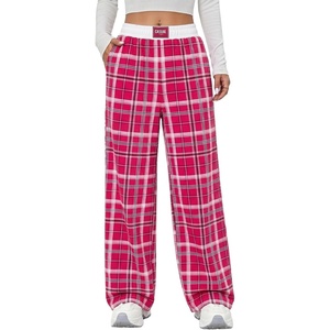 image:imageAleumdr Womens Baggy Sweatpants Elastic Waist Wide Leg Lounge Pajama Pants  With Pockets PJ Bottom Track Travel Pant Elastic Waist Loose Fit Straight Leg Color Block 28 Inseam All Seasons WearA6 Rose Red