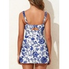 image:imageAleumdr One Piece Swimdress Swimsuit for Women Tummy Control Split Swim Dress Skirt Bathing Suit with PocketsBlue Flower