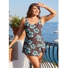 image:imageAleumdr One Piece Swimdress Swimsuit for Women Tummy Control Split Swim Dress Skirt Bathing Suit with PocketsBrown Flower