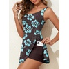 image:imageAleumdr One Piece Swimdress Swimsuit for Women Tummy Control Split Swim Dress Skirt Bathing Suit with PocketsBrown Flower