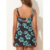 image:imageAleumdr One Piece Swimdress Swimsuit for Women Tummy Control Split Swim Dress Skirt Bathing Suit with PocketsBrown Flower