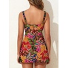 image:imageAleumdr One Piece Swimdress Swimsuit for Women Tummy Control Split Swim Dress Skirt Bathing Suit with PocketsRed Flower