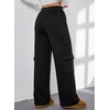 image:imageAleumdr Women Block Texture Wide Leg Sweatpants Fall High Waisted Cargo Pants Drawstring Casual Lounge Pants with PocketsBlack