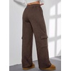 image:imageAleumdr Women Block Texture Wide Leg Sweatpants Fall High Waisted Cargo Pants Drawstring Casual Lounge Pants with PocketsCoffee