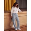 image:imageAleumdr Women Block Texture Wide Leg Sweatpants Fall High Waisted Cargo Pants Drawstring Casual Lounge Pants with PocketsGrey