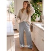 image:imageAleumdr Women Block Texture Wide Leg Sweatpants Fall High Waisted Cargo Pants Drawstring Casual Lounge Pants with PocketsGrey