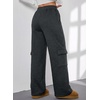 image:imageAleumdr Women Block Texture Wide Leg Sweatpants Fall High Waisted Cargo Pants Drawstring Casual Lounge Pants with PocketsGrey Carbon