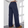 image:imageAleumdr Women Block Texture Wide Leg Sweatpants Fall High Waisted Cargo Pants Drawstring Casual Lounge Pants with PocketsNavy Blue