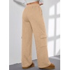 image:imageAleumdr Women Block Texture Wide Leg Sweatpants Fall High Waisted Cargo Pants Drawstring Casual Lounge Pants with PocketsParchment