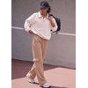 image:imageAleumdr Women Block Texture Wide Leg Sweatpants Fall High Waisted Cargo Pants Drawstring Casual Lounge Pants with PocketsParchment