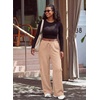 image:imageAleumdr Women Block Texture Wide Leg Sweatpants Fall High Waisted Cargo Pants Drawstring Casual Lounge Pants with PocketsParchment