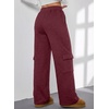 image:imageAleumdr Women Block Texture Wide Leg Sweatpants Fall High Waisted Cargo Pants Drawstring Casual Lounge Pants with PocketsRed