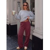 image:imageAleumdr Women Block Texture Wide Leg Sweatpants Fall High Waisted Cargo Pants Drawstring Casual Lounge Pants with PocketsRed
