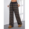 image:imageAleumdr Womens Plaid Wide Leg Sweatpants Gingham Baggy Lounge Pajama Pants  Plaid Checkered Pants Baggy Lounge Pants with Pockets Drawstring Elastic Wait For Spring Fall Comfy Loose Fit PJ BottomA4 Yellow