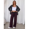 image:imageAleumdr Womens Plaid Wide Leg Sweatpants Gingham Baggy Lounge Pajama Pants  Plaid Checkered Pants Baggy Lounge Pants with Pockets Drawstring Elastic Wait For Spring Fall Comfy Loose Fit PJ BottomA7 Red Blue