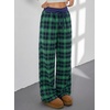 image:imageAleumdr Womens Plaid Wide Leg Sweatpants Gingham Baggy Lounge Pajama Pants  Plaid Checkered Pants Baggy Lounge Pants with Pockets Drawstring Elastic Wait For Spring Fall Comfy Loose Fit PJ BottomA6 Green