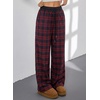 image:imageAleumdr Womens Plaid Wide Leg Sweatpants Gingham Baggy Lounge Pajama Pants  Plaid Checkered Pants Baggy Lounge Pants with Pockets Drawstring Elastic Wait For Spring Fall Comfy Loose Fit PJ BottomA7 Red Blue