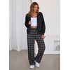 image:imageAleumdr Womens Plaid Wide Leg Sweatpants Gingham Baggy Lounge Pajama Pants  Plaid Checkered Pants Baggy Lounge Pants with Pockets Drawstring Elastic Wait For Spring Fall Comfy Loose Fit PJ BottomA1 Black