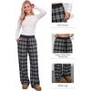image:imageAleumdr Womens Plaid Wide Leg Sweatpants Gingham Baggy Lounge Pajama Pants  Plaid Checkered Pants Baggy Lounge Pants with Pockets Drawstring Elastic Wait For Spring Fall Comfy Loose Fit PJ BottomA1 Black