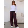 image:imageAleumdr Womens Plaid Wide Leg Sweatpants Gingham Baggy Lounge Pajama Pants  Plaid Checkered Pants Baggy Lounge Pants with Pockets Drawstring Elastic Wait For Spring Fall Comfy Loose Fit PJ BottomA7 Red Blue