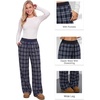 image:imageAleumdr Womens Plaid Wide Leg Sweatpants Gingham Baggy Lounge Pajama Pants  Plaid Checkered Pants Baggy Lounge Pants with Pockets Drawstring Elastic Wait For Spring Fall Comfy Loose Fit PJ BottomA2 Dark Blue
