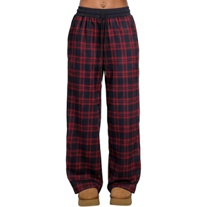 image:imageAleumdr Womens Plaid Wide Leg Sweatpants Gingham Baggy Lounge Pajama Pants  Plaid Checkered Pants Baggy Lounge Pants with Pockets Drawstring Elastic Wait For Spring Fall Comfy Loose Fit PJ BottomA7 Red Blue