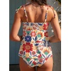 image:imageAleumdr Womens Two Piece Tankini Set Ruffle Tie Knot 2026 Summer Swimwear  Printed Swim Tank Top with Brief V Neck Bathing Suits for Womens Ruched Retro SwimsuitsRed Floral