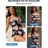 image:imageAleumdr Womens Two Piece Tankini Set Ruffle Tie Knot 2026 Summer Swimwear  Printed Swim Tank Top with Brief V Neck Bathing Suits for Womens Ruched Retro SwimsuitsBlack Floral