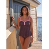 image:imageAleumdr Womens Two Piece Tankini Set Ruffle Tie Knot 2026 Summer Swimwear  Printed Swim Tank Top with Brief V Neck Bathing Suits for Womens Ruched Retro SwimsuitsBrown