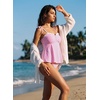 image:imageAleumdr Womens Two Piece Tankini Set Ruffle Tie Knot 2026 Summer Swimwear  Printed Swim Tank Top with Brief V Neck Bathing Suits for Womens Ruched Retro SwimsuitsPink Striped