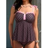 image:imageAleumdr Womens Two Piece Tankini Set Ruffle Tie Knot 2026 Summer Swimwear  Printed Swim Tank Top with Brief V Neck Bathing Suits for Womens Ruched Retro SwimsuitsBrown